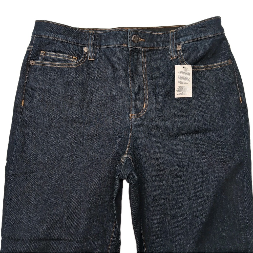 Lands' End High Rise Straight Jeans Size 12 Petite Dark Wash Indigo Stretch NEW - Picture 5 of 16